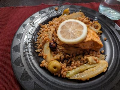 Salmon in Sundried Tomato Pesto and Fennel Israeli Couscous-3